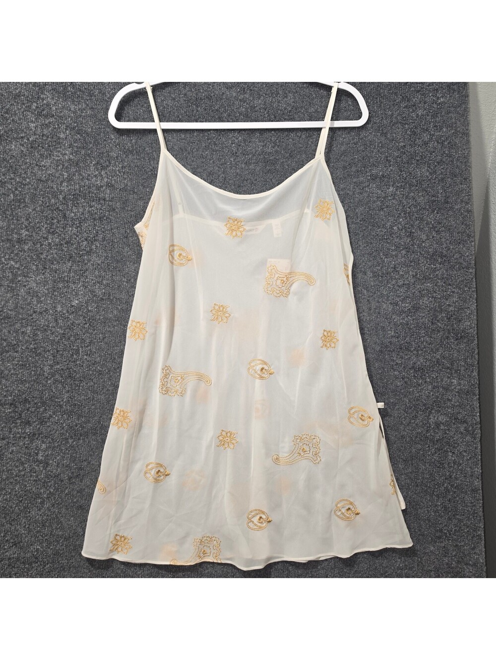 VS14. NWT Vintage Y2K Victoria’s Secret Sheer Gold Embroidered Slip Dress L